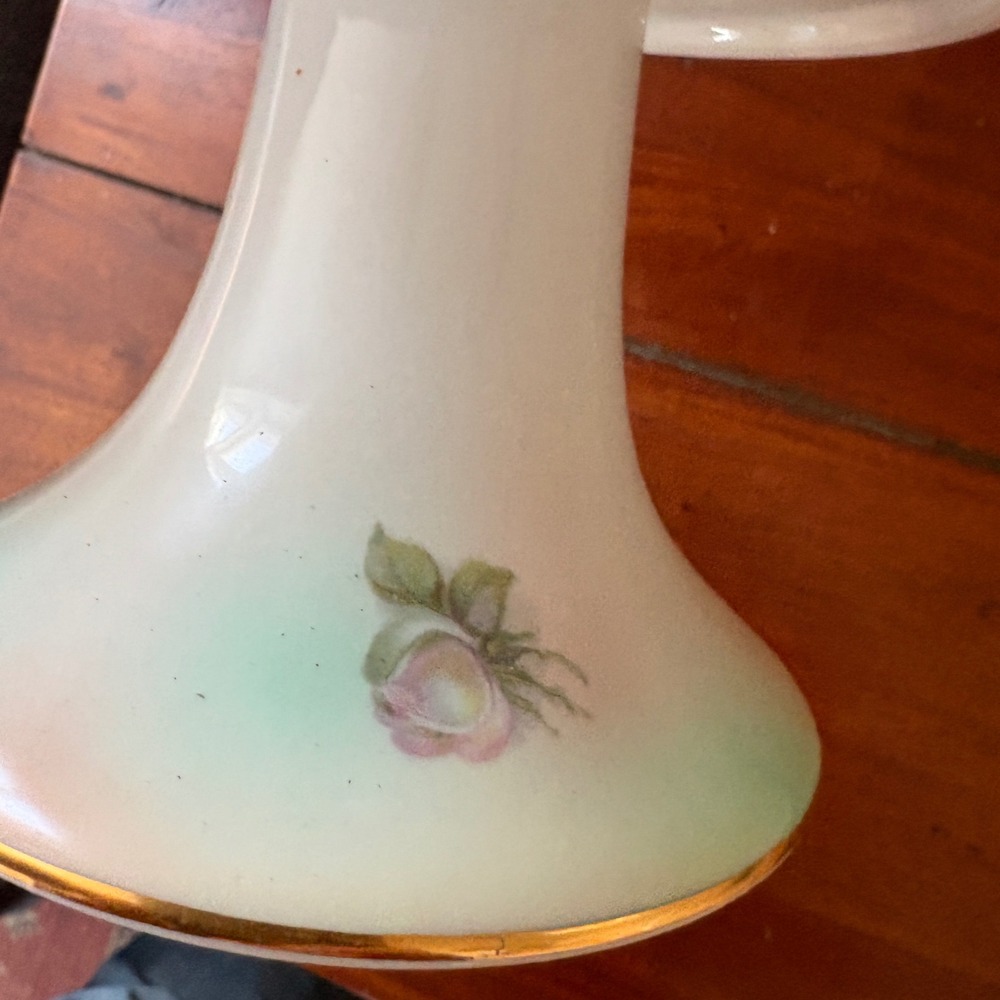 Schumann Arzberg Bavaria Pedestal Bowl Floral Gold‎ Gilt Scalloped German 56 - Picture 7 of 9